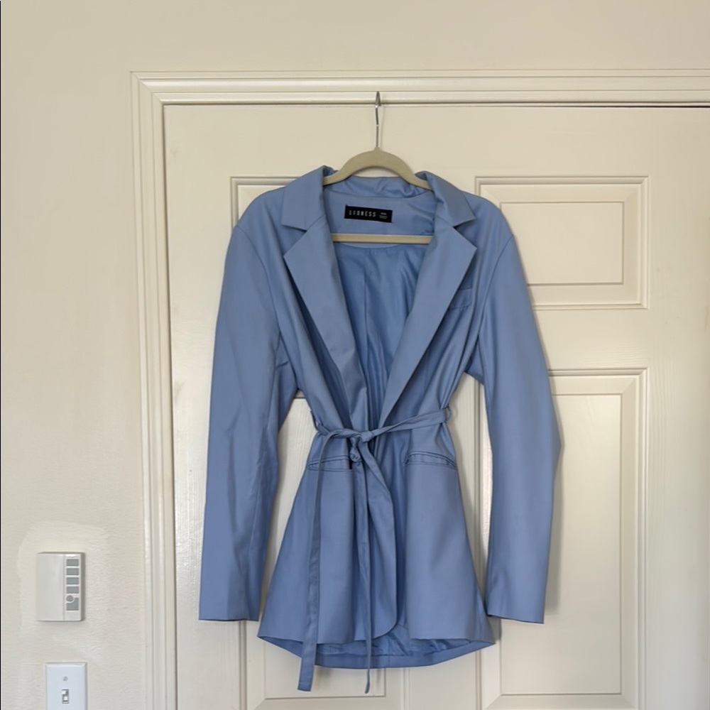 Powder Blue Women's Blazer Jacket Dress by Lioness